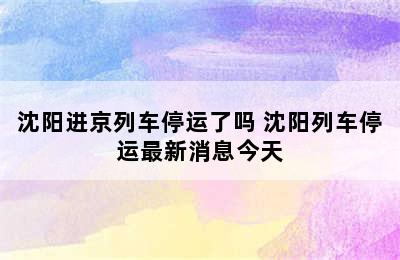 沈阳进京列车停运了吗 沈阳列车停运最新消息今天